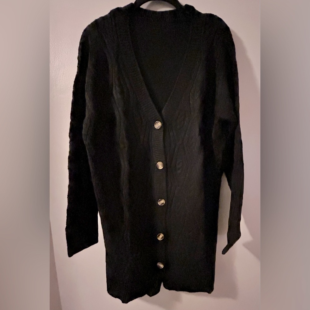 New Long Cardigan Black Sweater